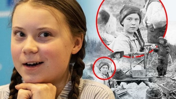 L'attivista ambientale Greta Thunberg avvistata in una fotografia del 1898