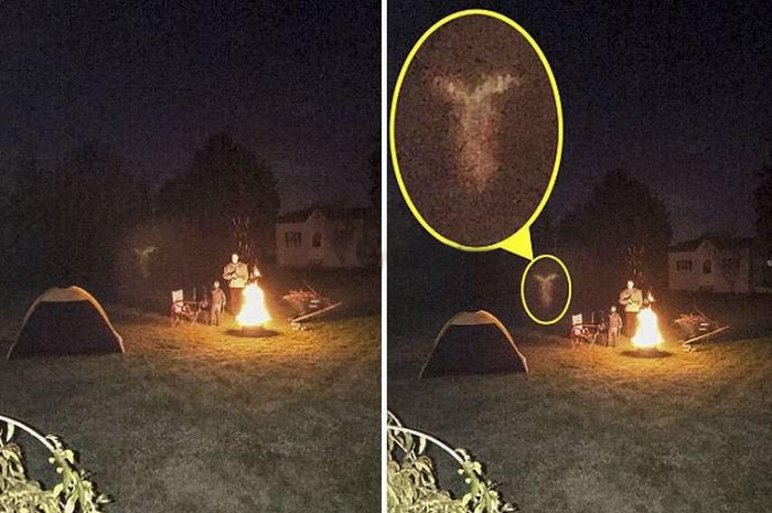 Foto di un angelo in bilico accanto a un ragazzo