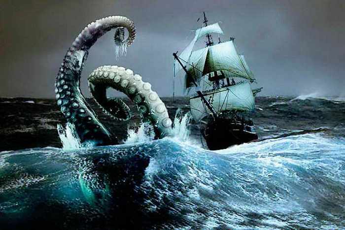 Il kraken gigante emerse dall'acqua