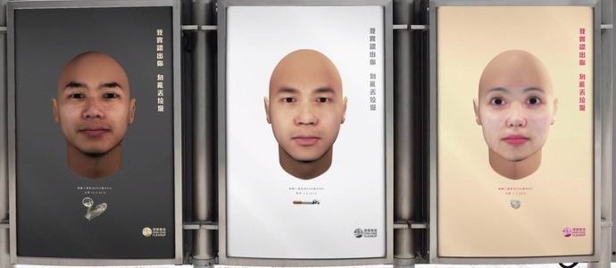 Stand con ritratti restaurati di DNA di cittadini in disordine apparvero nelle strade cinesi