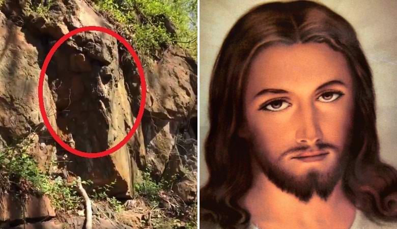 L'immagine di Cristo è stata notata su una roccia nella foresta