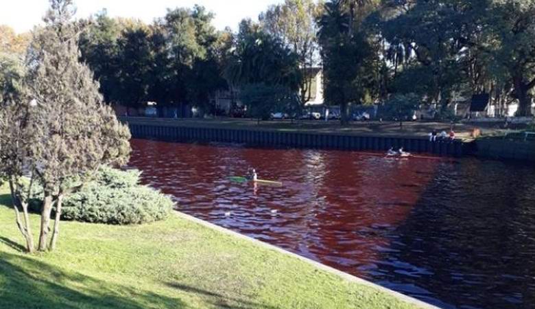 Il fiume in Argentina improvvisamente è diventato rosso