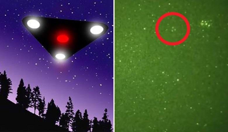 Un UFO triangolare avvistato nel cielo notturno sopra gli Stati Uniti