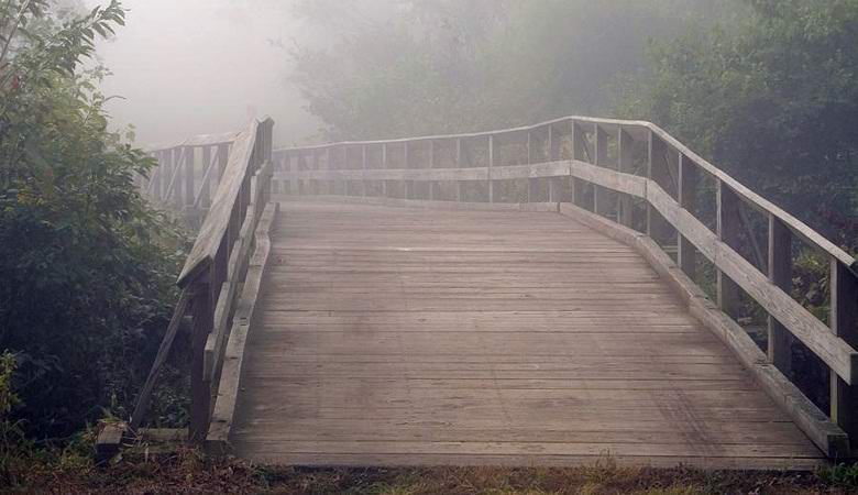 La nebbia ha trasformato il ponte in