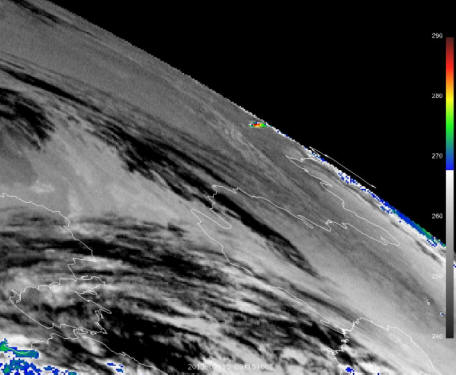 Lo shock termico del meteorite di Chelyabinsk registrato dal satellite Meteosat-9 alle 03:15 GMT del 15 febbraio 2013.  © NASA |  Space.com 