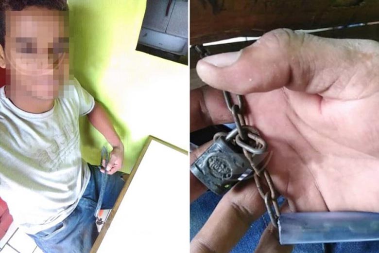 Nei ristoranti in Perù, un cliente è incatenato a una sedia in modo che non scappi senza pagare.